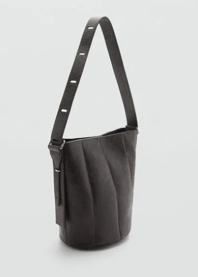 Mango Leather Effect Bucket Bag Brown In Black