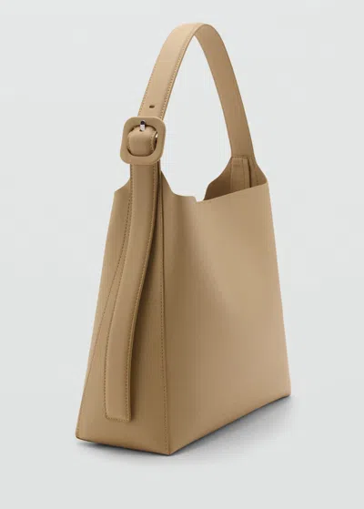 Mango Leather Effect Bucket Bag Vanilla