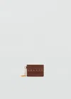 Mango Leather-effect Card Holder With Studs Leather