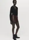 Mango Leather-effect Culottes Chocolate In Brown