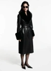 Mango Leather-effect Coat With Fur Collar Black In Black