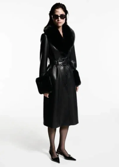 Mango Leather-effect Dress Black