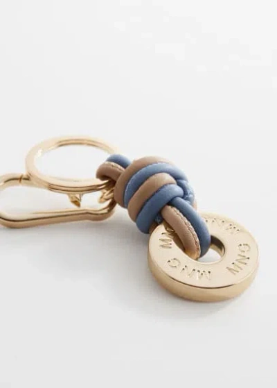 Mango Leather-effect Keychain With Knot Blue