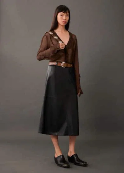 Mango Jupe Midi Similicuir In Noir