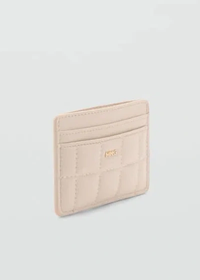 Mango Leather Effect Padded Card Holder Off White