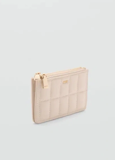 Mango Leather-effect Padded Purse Off White