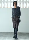 Mango Leather-effect Pencil Skirt Chocolate In Blue