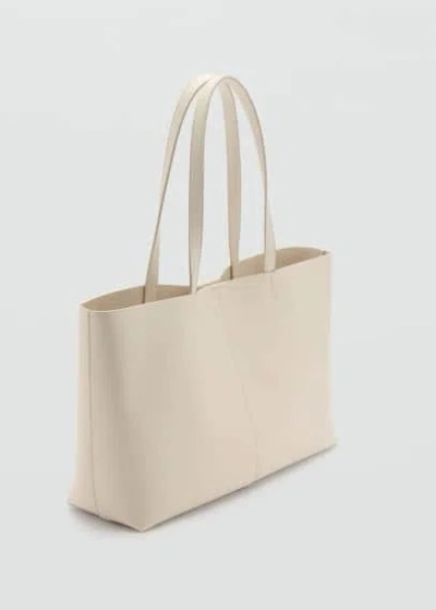 Mango Leather-effect Shopper Bag Off White