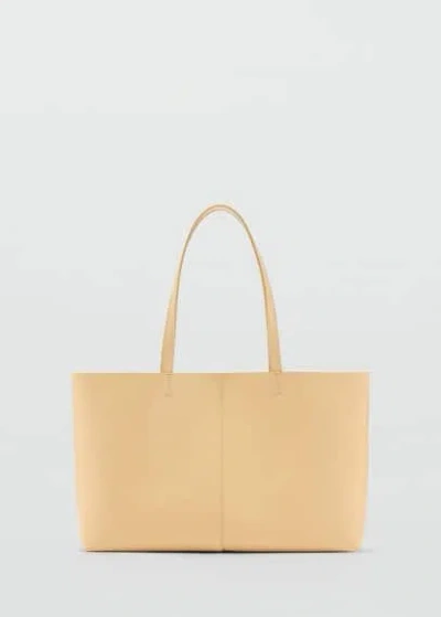 Mango Leather-effect Shopper Bag Pastel Yellow