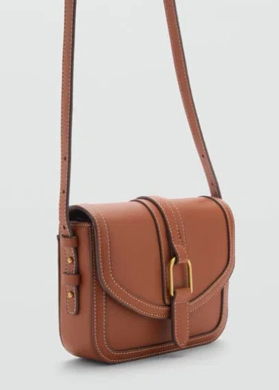 Mango Leather-effect Shoulder Bag With Buckle Leather