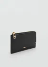 Mango Porte-cartes Simili-cuir Zippé Noir - Femme - Taille Unique -