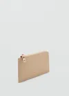 Mango Porte-cartes Simili-cuir Zippé Vanille - Femme - Taille Unique -