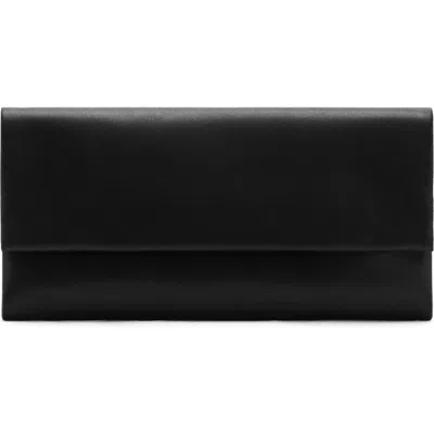 Mango Leather Flap Clutch In Black