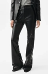 Mango Leather Flare Leg Pants In Black