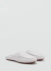 Mango Leather Flat Shoes White In Multi