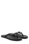 Mango Leather Flip Flop In Black