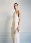 Mango Sac À Main En Cuir Détail Boules Blanc Cassé - Femme - Taille Unique -