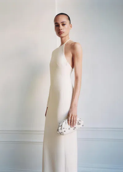 Mango Sac À Main En Cuir Détail Boules Blanc Cassé - Femme - Taille Unique -