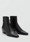 Mango Bottines Cuir À Talon Noir - Femme - 39 -  In Black