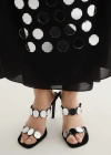 Mango Leather Heeled Sandal With Mirrors Black In Black