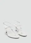 Mango Sandale En Cuir À Talon Avec Boucles Blanc - Femme - 41 -  In White