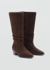 MANGO LEATHER HIGH BOOTS COFFEE