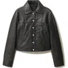 Mango Leather Jacket In Black