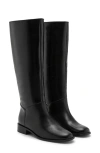 Mango Leather Knee High Boot In Black