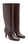 Mango Leather Knee High Boot In Brown