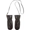 Mango Leather Mittens With Faux Fur Lining In Brown