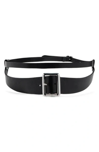 Mango Leather Mixed Belt In Black