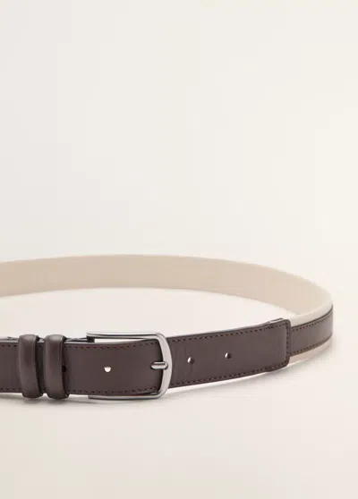 Mango Leather Mixed Belt In Brown