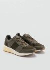 MANGO LEATHER MIXED SNEAKERS KHAKI