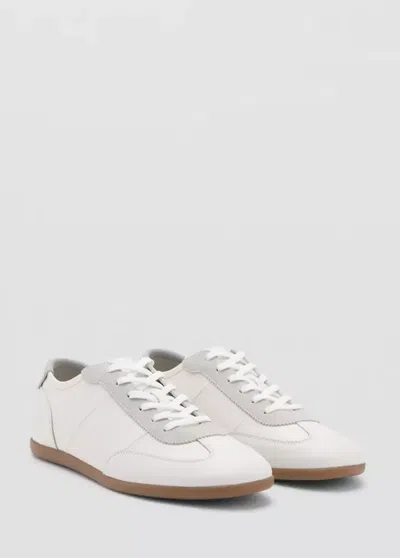 Mango Leather Mixed Sneakers In White