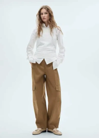 Mango Leather Moccasins With Tassels Beige