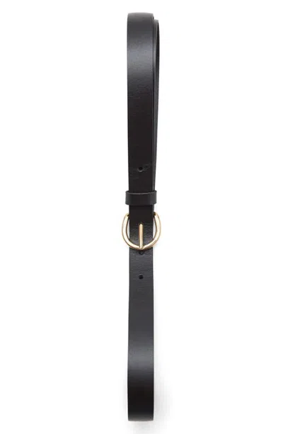 Mango Leather Narrow Belt In Black