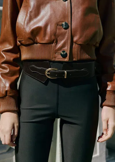 Mango Leather Obi Belt Chocolate In Brown