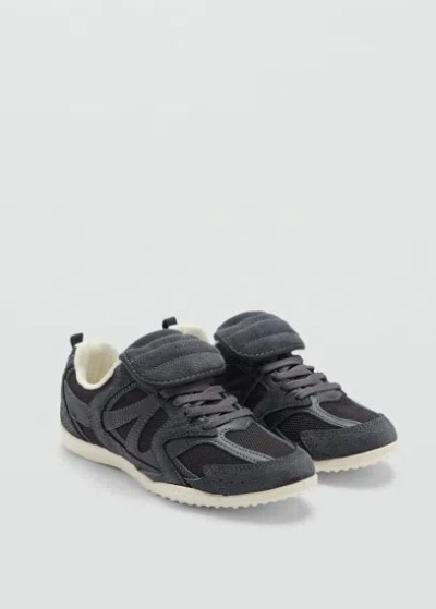 Mango Leather Panel Sneakers Night Blue