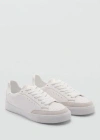 Mango Leather Panel Sneakers White In White