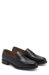 Mango Leather Penny Loafer In Black
