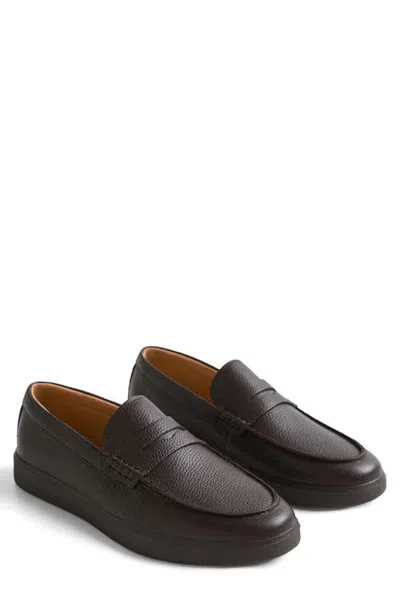 Mango Leather Penny Loafer In Black