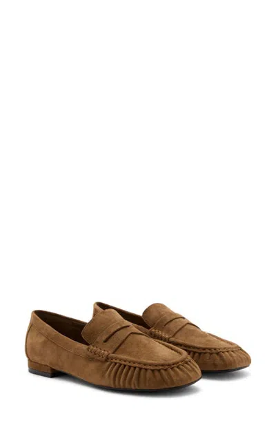 Mango Leather Penny Loafer In Tobacco Brown