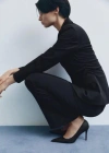 Mango Leather Pumps Black In Black