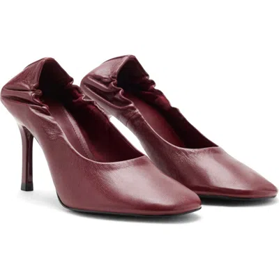 Mango Leather Round Toe Pump In Burgundy