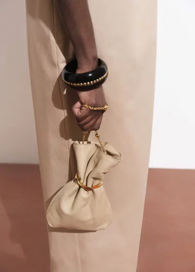 Mango Sac En Cuir Style Cabas Détail Métallique Marron Moyen - Femme - Taille Unique -