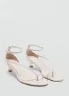 Mango Leather Sandals With A Wide Strap Ecru In Ecru