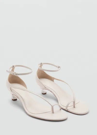 Mango Leather Sandals With A Wide Strap Ecru