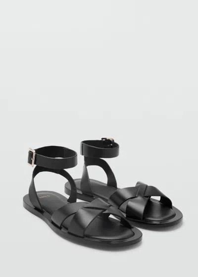 MANGO SANDALES CUIR BRIDE ET BOUCLE NOIR - FEMME - 39 - MANGO