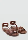 Mango Leather Sandals With Buckle Strap Leather In Brown
