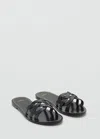 Mango Leather Sandals With Intertwined Strap Black
